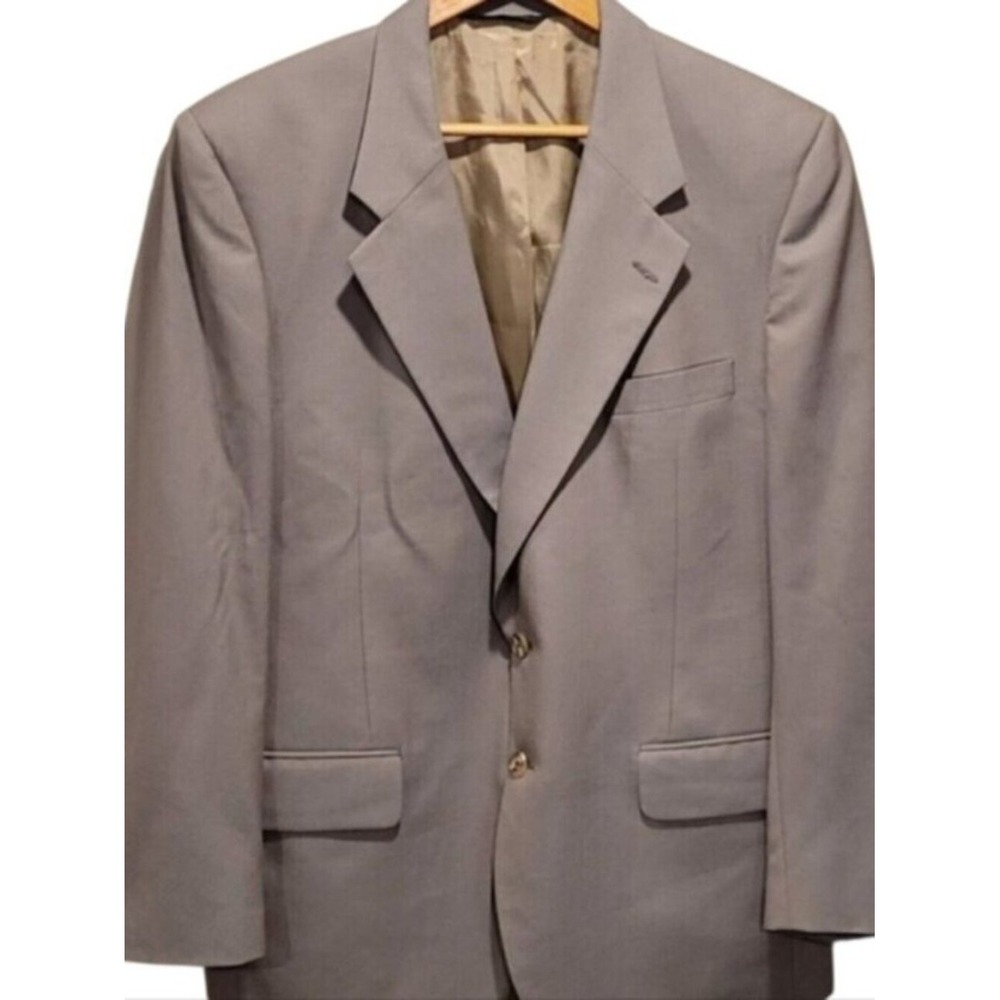 Vintage Burberrys 100% Pure Wool Blazer Sport Coat Grey Taupe 2-Button Mens